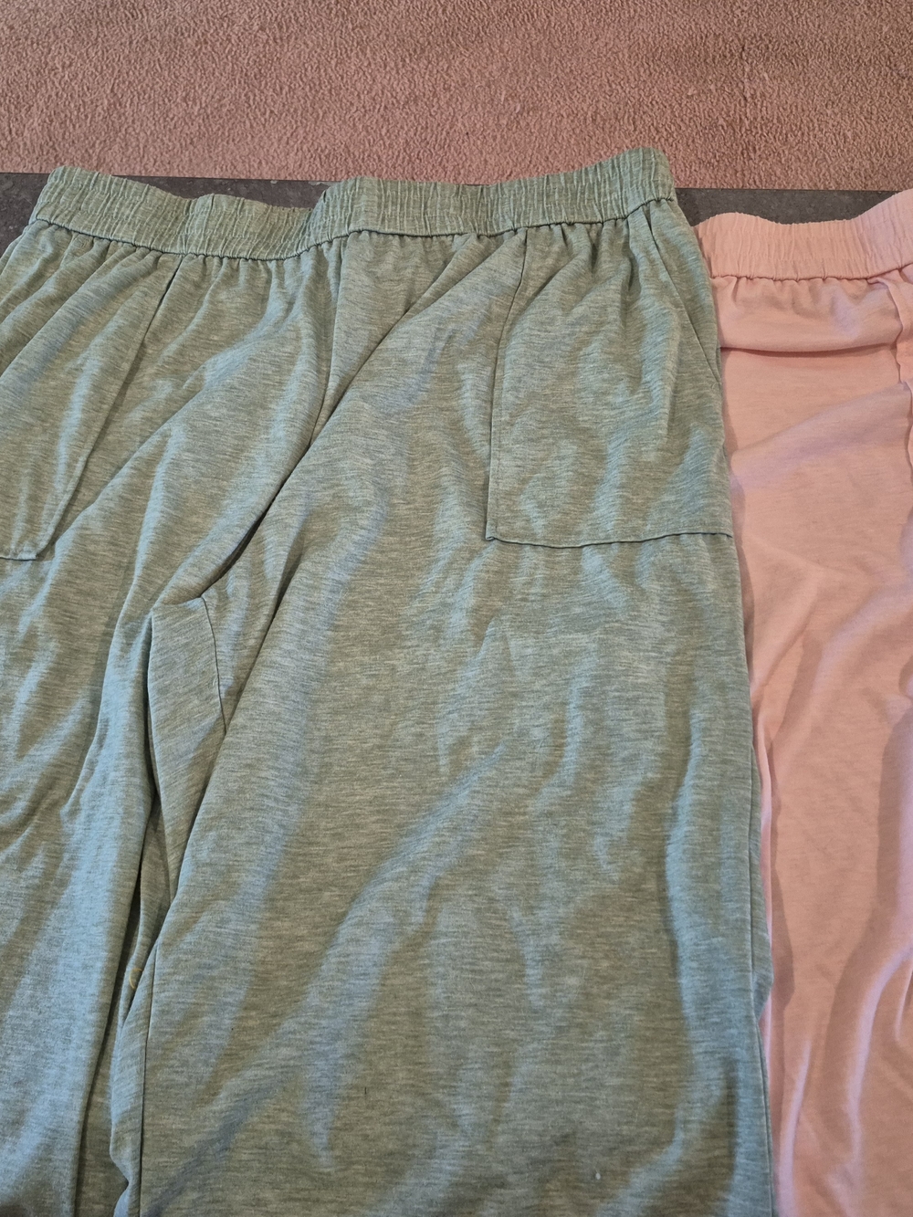 Soft Womans 90% Cotton Lounge Bottoms Or Everday Capris in Sage and Pink